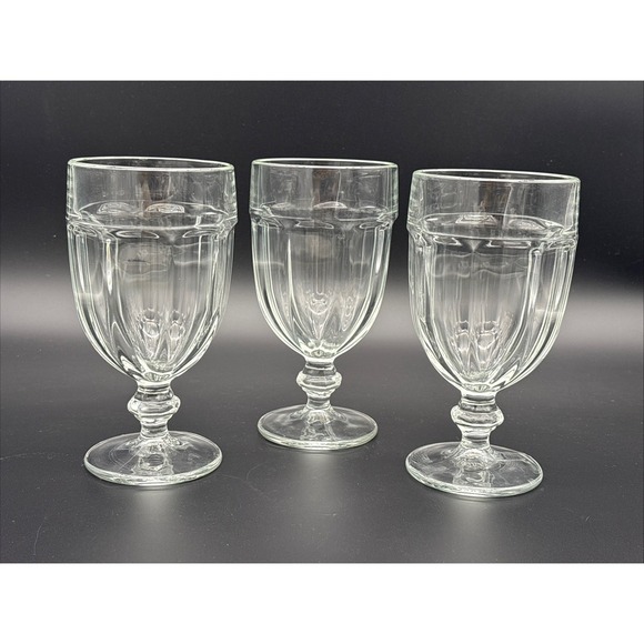 Libbey Other - Set of 3 Vintage Libbey Gibralter Clear Glass Footed Goblets DuraTuff 7" Tall